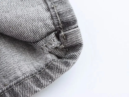 2025 Fashion Women Slanted Placket Blue Jeans Female Wide Leg Pants Long Pants High Street Ripped Jeans Versatile Retro