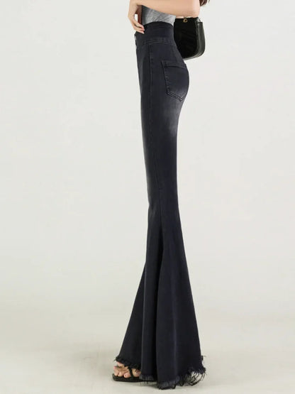 Skinny Jeans for Women Black Sexy Cool Girls Spring Summer Full Length Flare High Waist Do Old Casual Washed New Simple Design