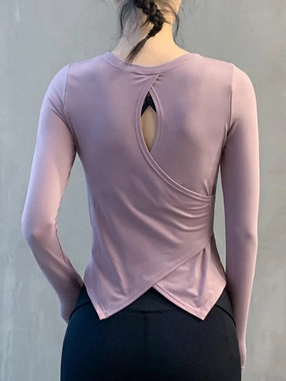 Yoga Tops for Women, Long-Sleeved Fitness Clothes, Sportswear, Running Training Clothes, Breathable Quick-Drying Clothes, Pilates High-End Sportswear