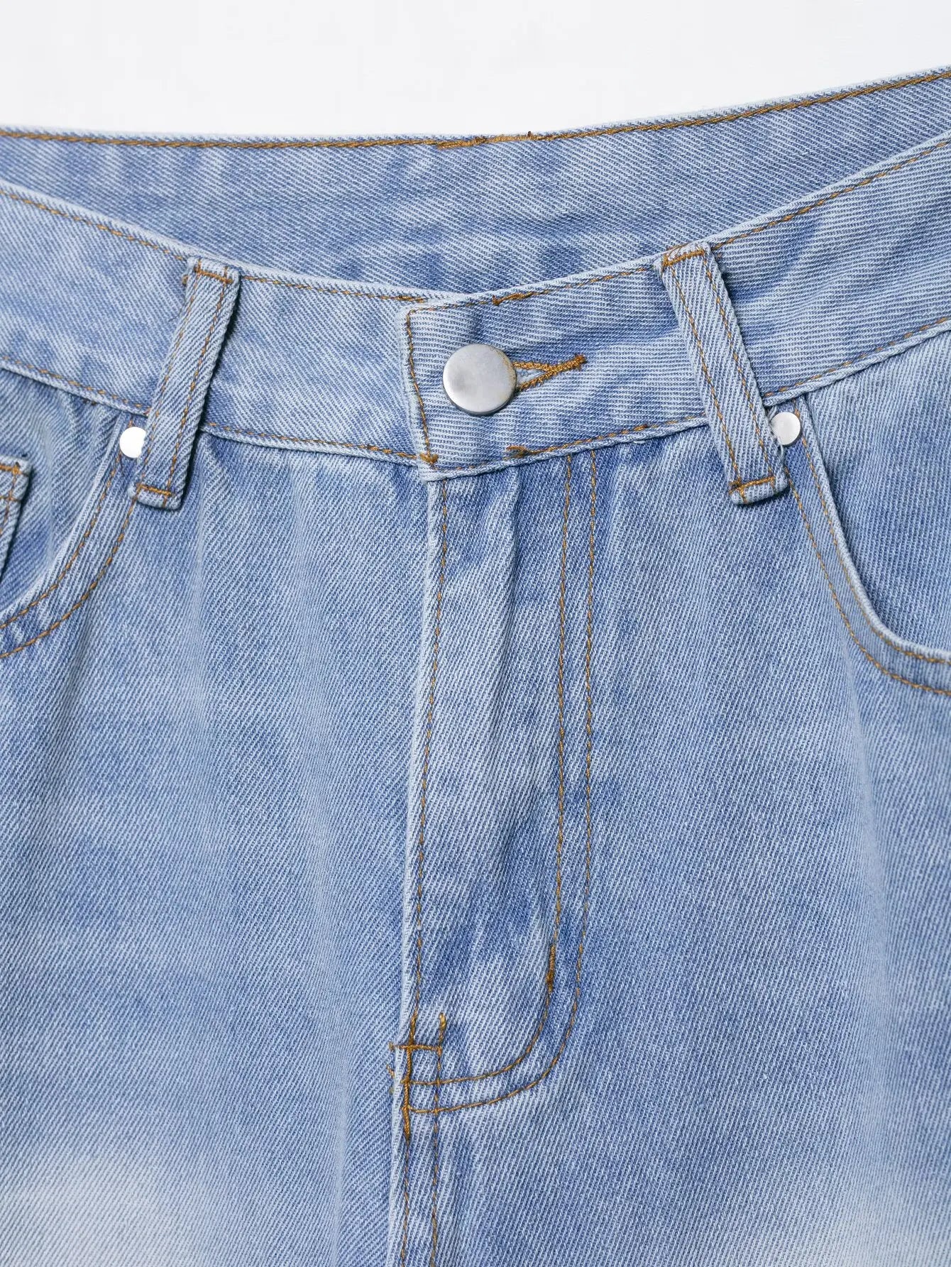 2025 new summer women's casual fashion simple design comfortable stitching high waist wide leg jeans