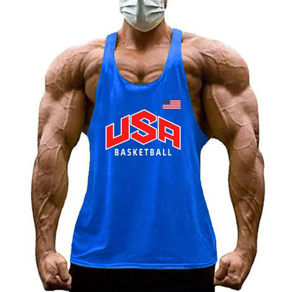 Mens Basketball Training Clothing Bodybuilding Workout Tank Tops Cotton Breathable Sport T-shirt Gym Fitness Running Singlets