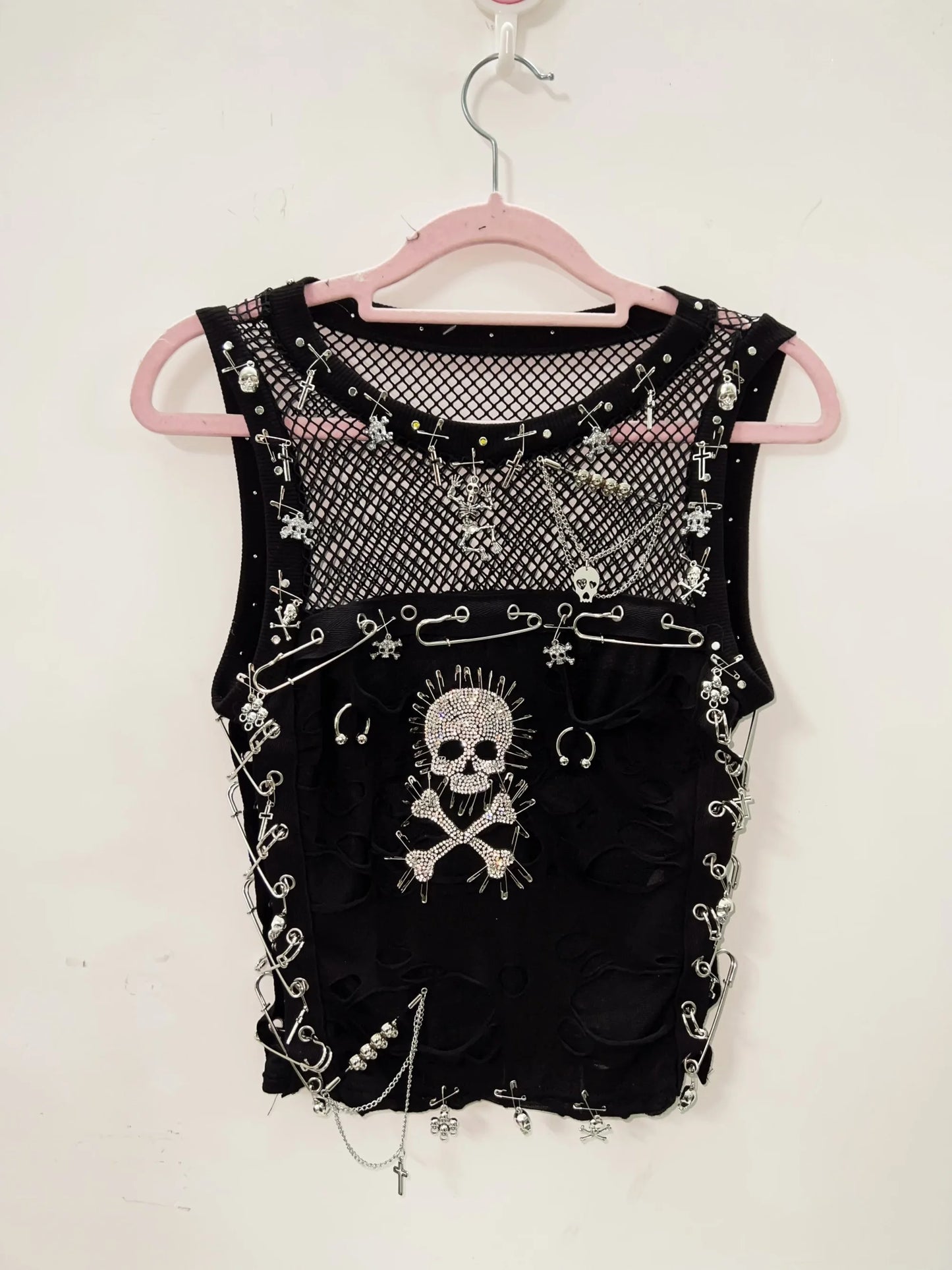 Cross Tank Tops y2k clothes y2k crop top Gothic Tank Tops Punk  Tops harajuku fashionSkull Tank Tops bustier top gothic clothes