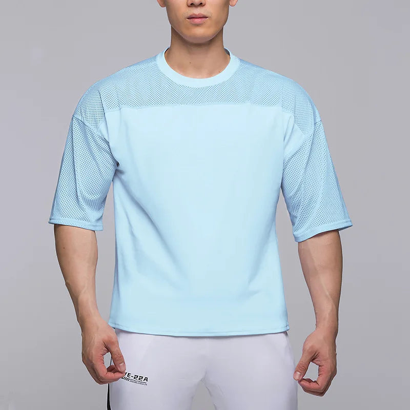 2023 Summer Gym T-Shirts fitness Oversized Breathable Men T Shirt High Quality Bodybuilding Men Clothes Top Tee