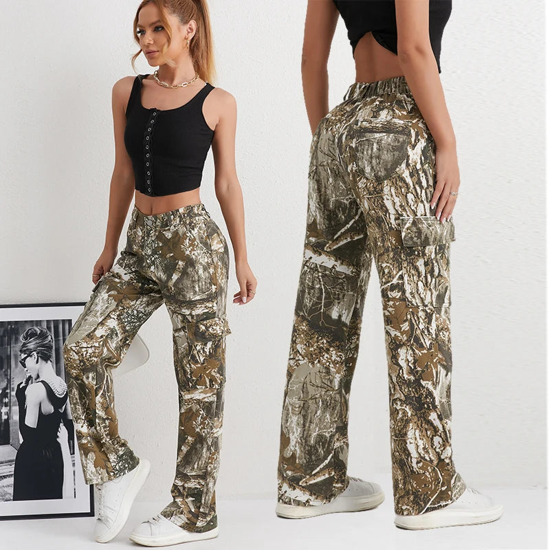 2025 Denim Pants Women's Jeans Camouflage Euramerican High Waist Girl Style Jean Trousers Colorful Straight Leg Wide Leg Pants