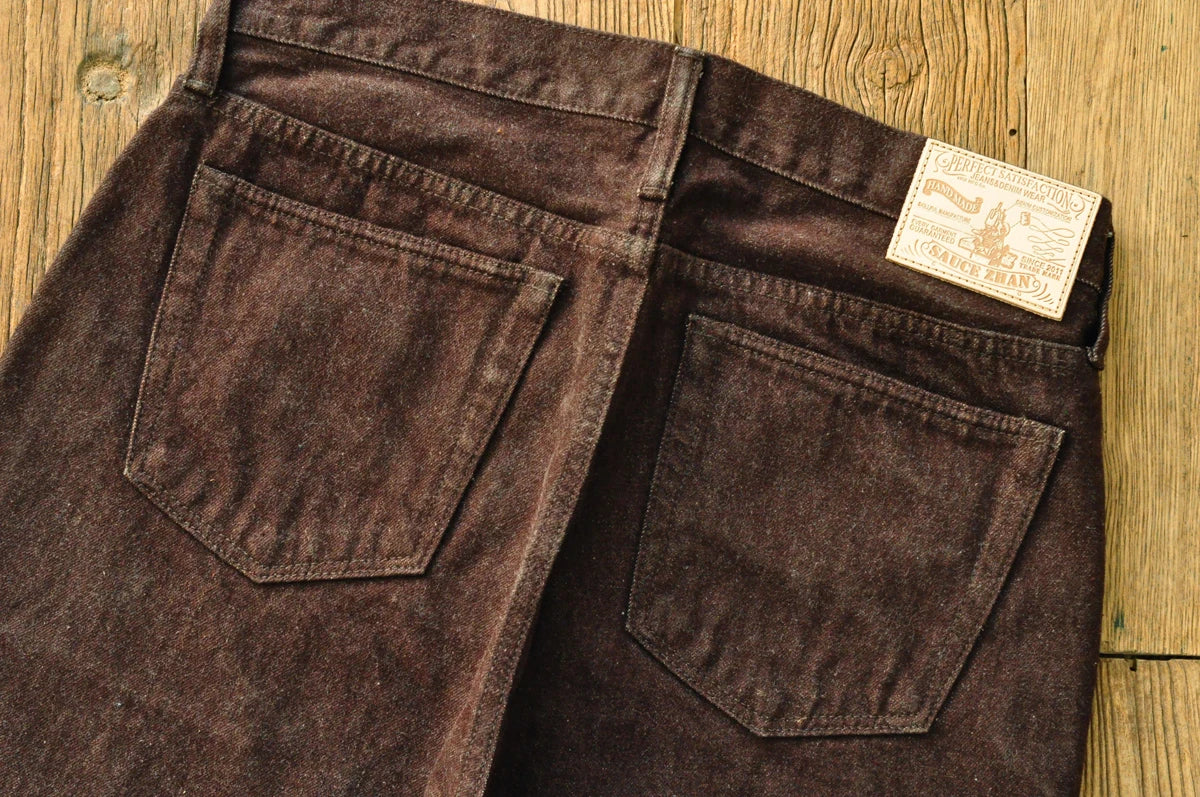 Saucezhan Men Jeans Brown Jeans Men Jeans Trousers  Selvedge Denim Jeans for Men Taper Fit Mens Jeans vintage 13.8 Oz