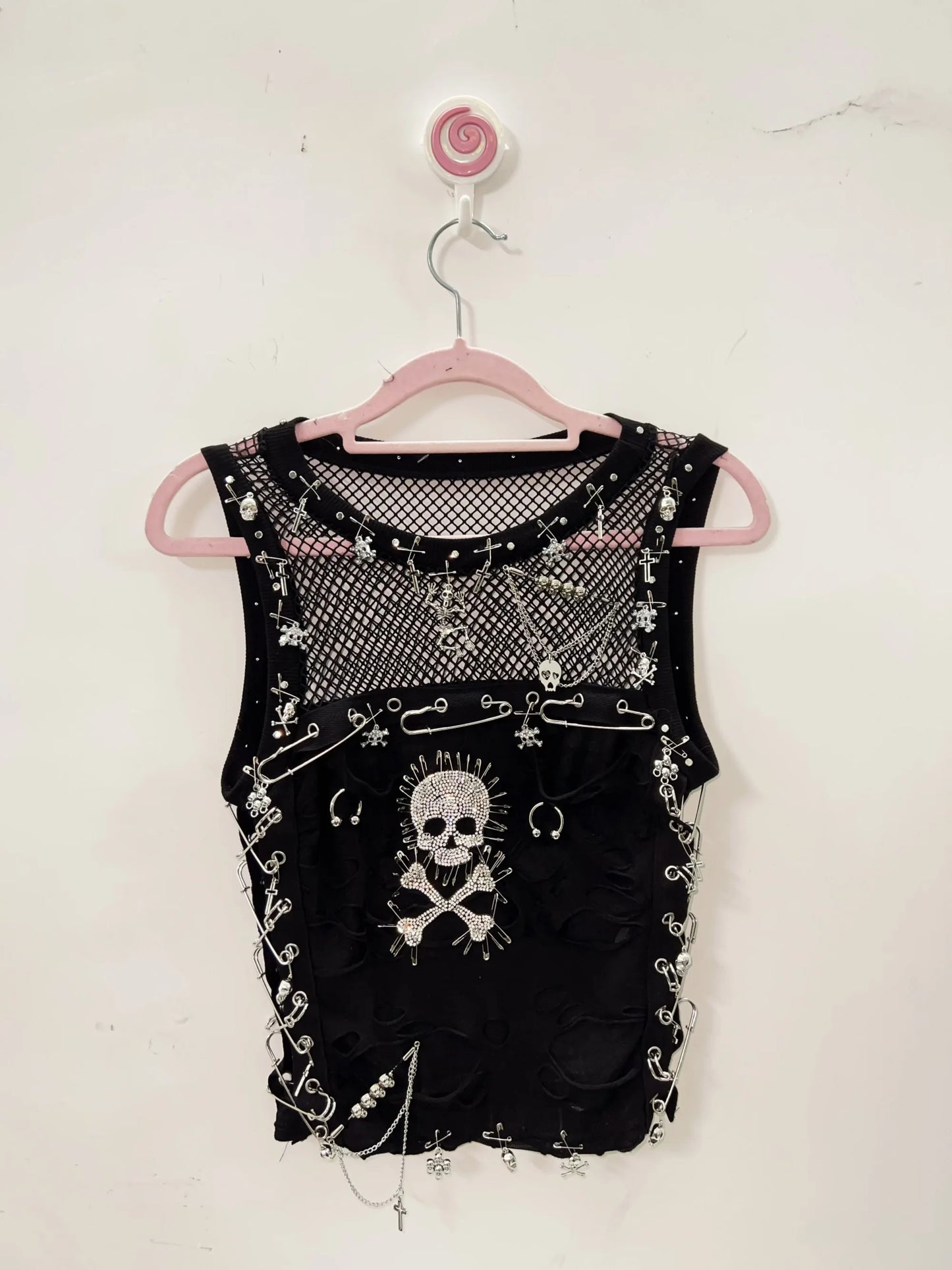 Cross Tank Tops y2k clothes y2k crop top Gothic Tank Tops Punk  Tops harajuku fashionSkull Tank Tops bustier top gothic clothes
