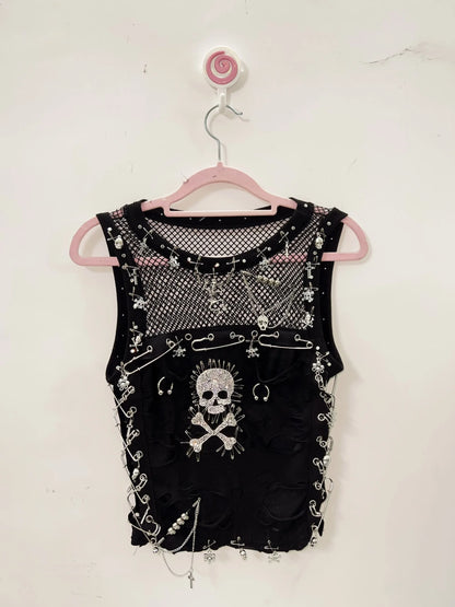 Cross Tank Tops y2k clothes y2k crop top Gothic Tank Tops Punk  Tops harajuku fashionSkull Tank Tops bustier top gothic clothes