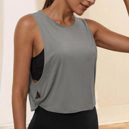 Women Sleeveless Yoga Tops Breathable Blouse Cover Up Gym Workout Cool T-Shirt Running Short Tank Crop Top Athletic Vest