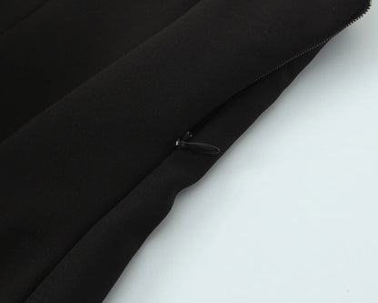 HH Women's New Fashion Mini Dress White Black V-Neck Backless Zipper Decorate Female Summer Sexy Chic Sleeveless Dresses