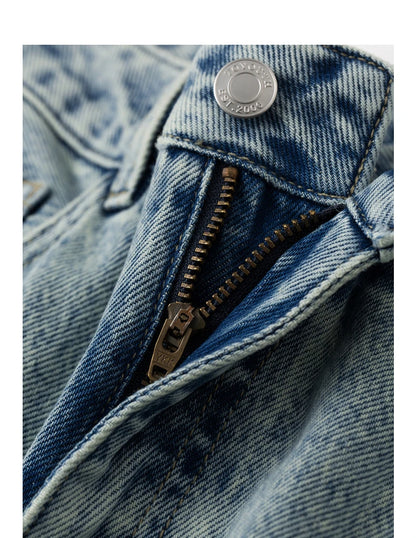 TOYOUTH Women Denim Jeans 2024 Autumn Winter New Mide Waist Straight Wide Leg Long Pants