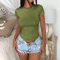 Tops for Women 2025 Spring and Summer Y2K Style Solid Color Slim Fit Short-sleeved T-shirt for Women
