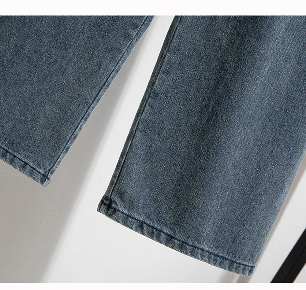 Oversized Jeans Women's 2025 New Spring Autumn Elastic Waist Lace-up Loose Gradient Wide Leg Long Female Denim Pants