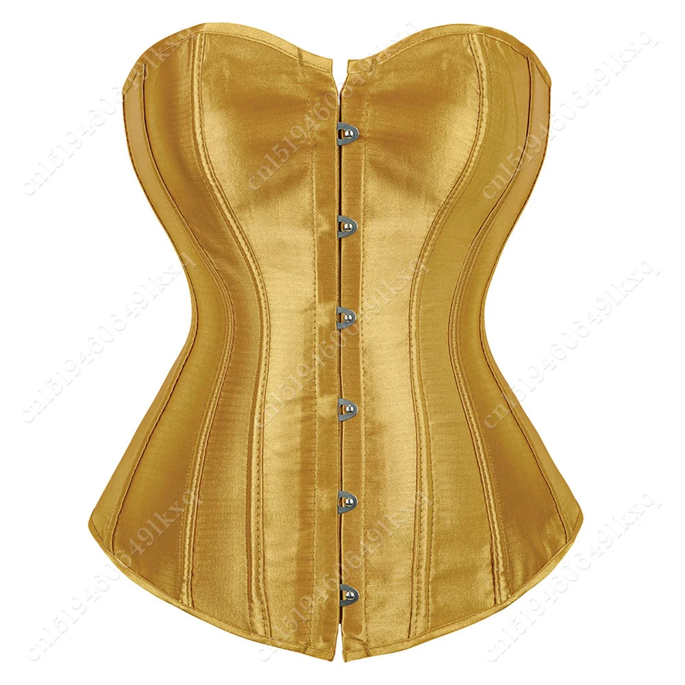 Corset Tops for Women Overbust Bustier Satin Sexy Lace up Corset Orange