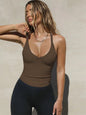 Women Casual Summer Tank Tops Sexy Deep V Neck Sleeveless Basic Cami Top Shirt Slim Knit Ribbed Racerback Y2K Slim Fitted Tops