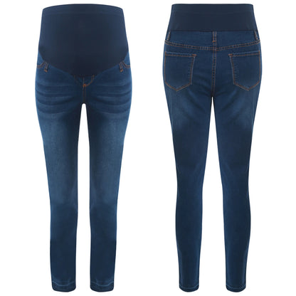 Pregnant Women High Waist Support Belly Jeans Maternity Hip Lifting Elastic Denim Pants Daily Work Wear Streetwear Loungewear