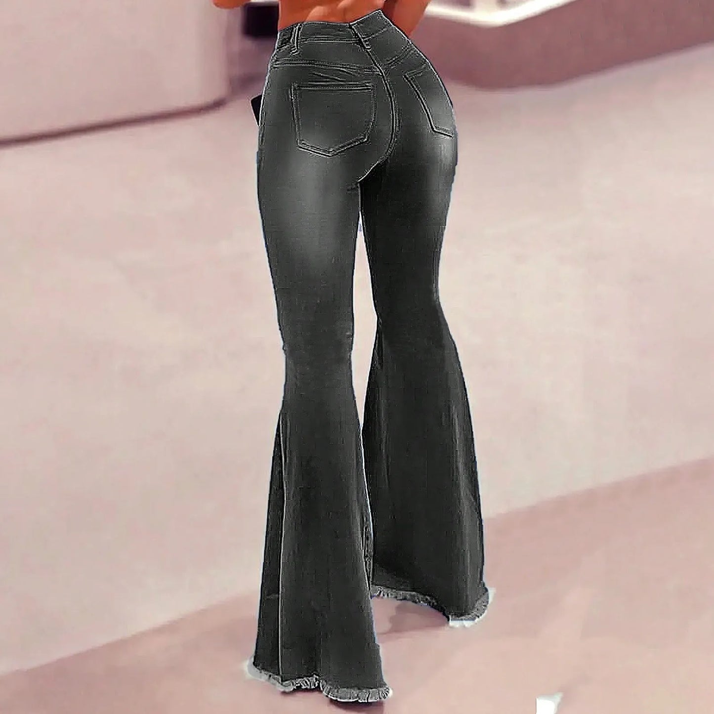 Womens Jeans Retro Solid Color High Waist Stretch Denim Pants Sexy Design Jeans Fashion Streetwear Daily Female Elastic Trousers