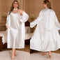 Women Big Size 3Xl 4Xl 5Xl Robe Set Bride Wedding Dress Bathrobe Gown Sexy Spaghetti Strap Pajamas 2Pcs Nightgown Lingerie