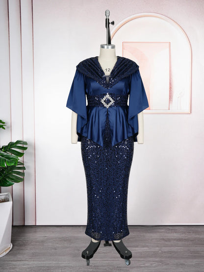 Plus Size Evening Dresses for Women African Luxury Gown Elegant Turkey Muslim Wedding Party Long Dress Ankara Sequin Robe 2026