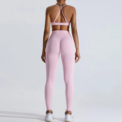 Gym Clothes Women 2 Pcs Yoga Set Breathable Sports Bra High Waist Leggings Women's Tracksuit Sportswear Fitness Suit Activewear
