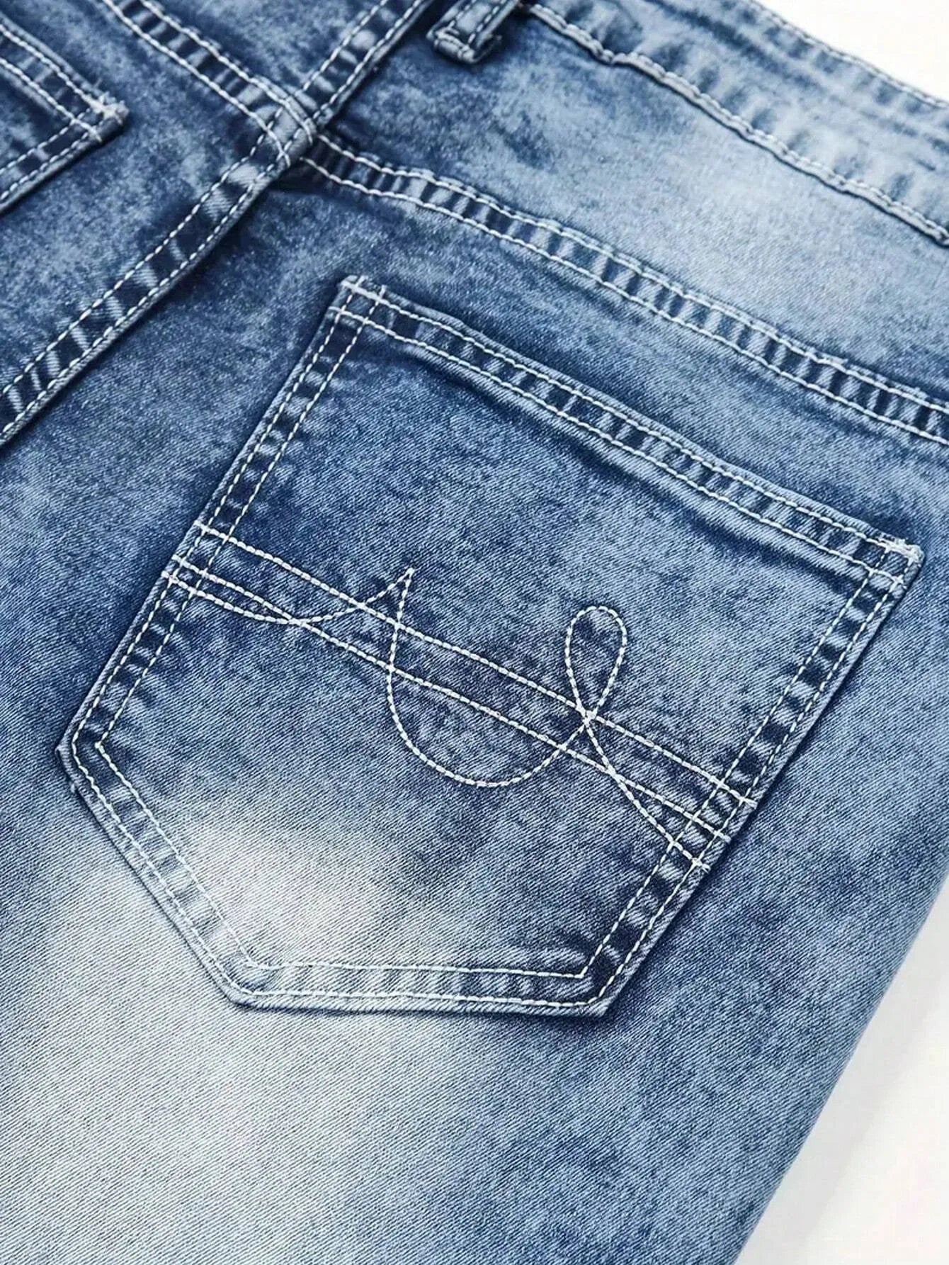 1Pc Y2K Blue Jeans Iefb Retro Frayed Jeans Denim Retro Jeans Tight Jeans