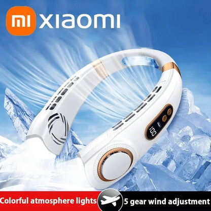 XIAOMI Charging Neck Fan 5 Speed Portable Digital Display 4000mAh Rechargeable Bladeless Electric fan Air Conditioner For Sport