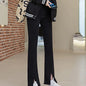 Women Fashion Split Micro Flared Jeans Korean Skinny High Waist Slim Denim Pants Simple Versatile Solid Stretchy Jean Trousers