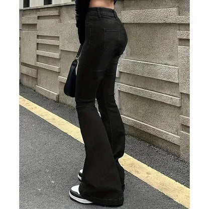Women High Waist Flare Jeans Lady Fashion Comfortable Bootcut Denim Pants Female Slim Fit Bell Bottoms Retro Blue Nice Trousers