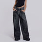 Women's Vintage Baggy Jeans High-Waisted Wide Leg Denim Pants with Back Wing Print Washed Y2K Streetwear 2025 Spring Summer Chic