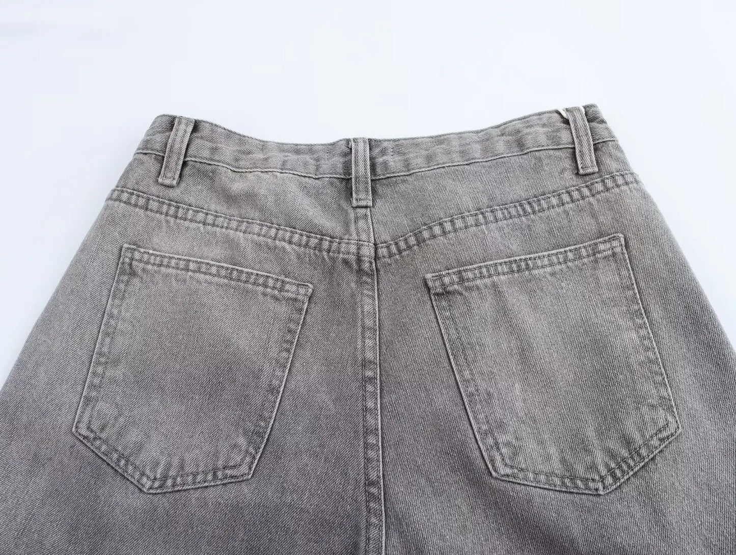 2025 Fashion Women Slanted Placket Blue Jeans Female Wide Leg Pants Long Pants High Street Ripped Jeans Versatile Retro