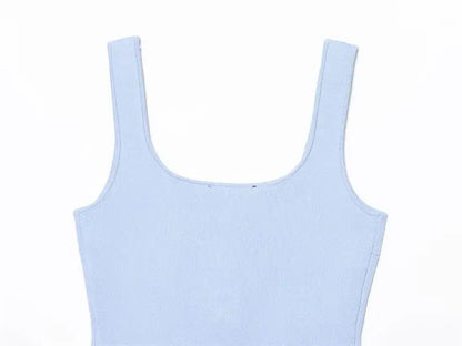 Tops Women's 2025 New Summer Knit Tops Fashion Elastic Slim Knit Elegant Holiday Young Women Tops Street Chic Student Camis Tops