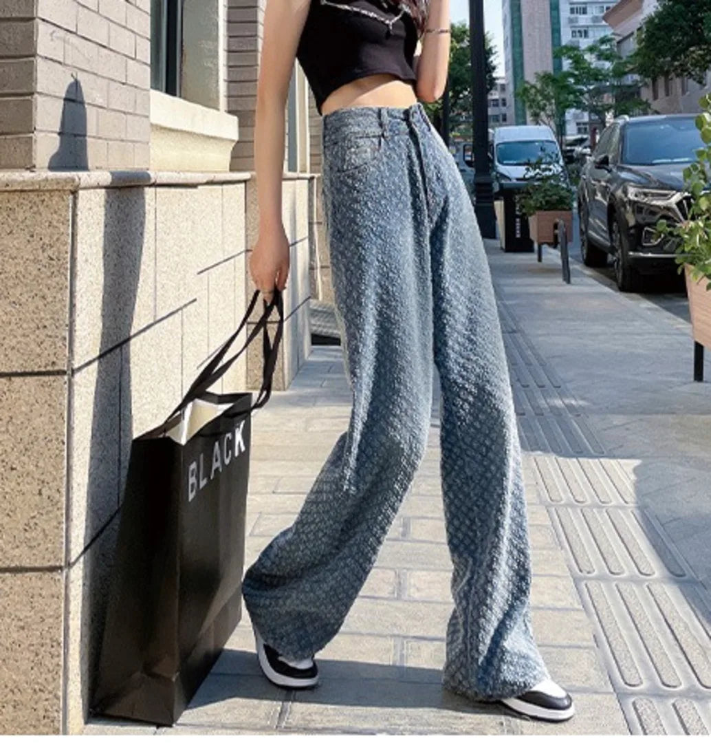 Ripped Jeans for Women Casual Streetwear New Spring Autumn High Waist Straight Leg Pants Fashion White Blue Denim Trousers