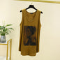 Women Long Tank Tops O-Neck Fashion Print Beauty's Head Casual Loose sleeveless T-shirt streetwear camis tops