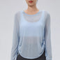 Thin Sunscreen Clothes Yoga Loose Top Drawstring Long Sleeve T-shirt Women's Gym Outdoor Exercise Clothing