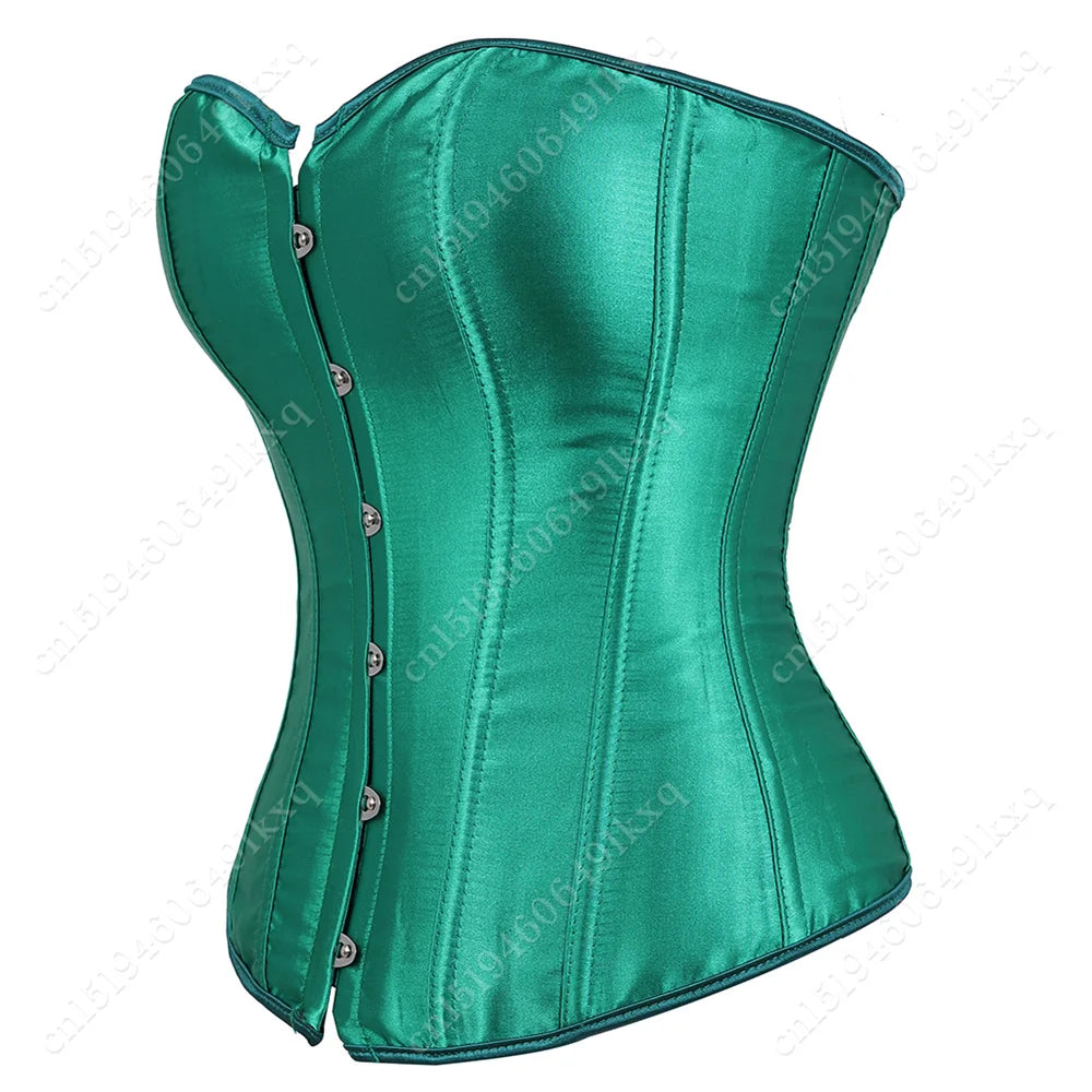 Corset Tops for Women Overbust Bustier Satin Sexy Lace up Corset Orange