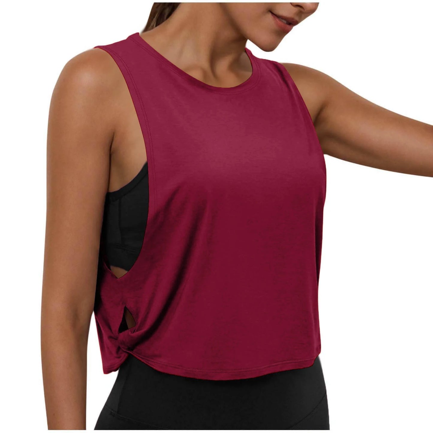 Women Sleeveless Yoga Tops Breathable Blouse Cover Up Gym Workout Cool T-Shirt Running Short Tank Crop Top Athletic Vest