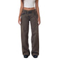 Women's versatile jeans, aesthetic solid color low rise zipper button trousers with pockets for everyday street wear