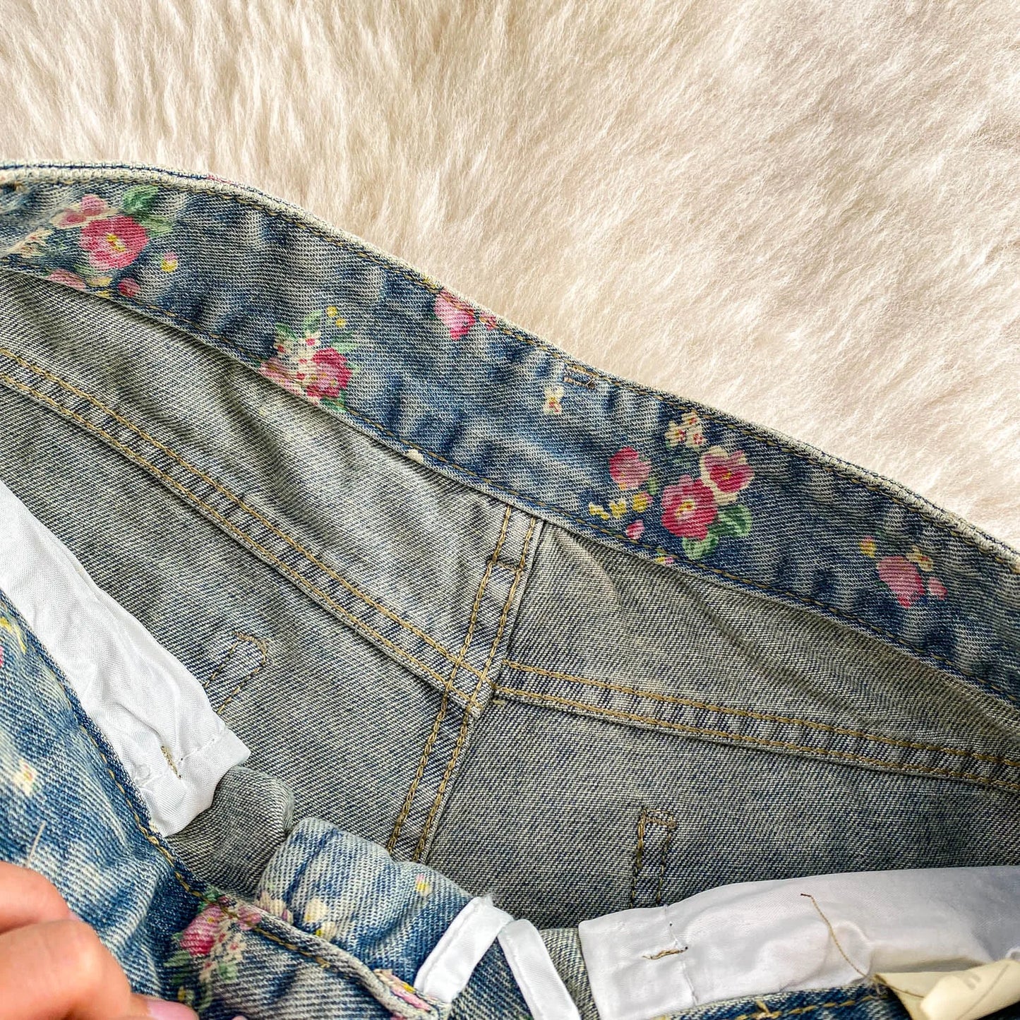 Women's Fashion Floral Print Denim Pants Colorful Flower Wide Leg Trousers Female Spring Autumn Versatile High Waist Blue Jeans