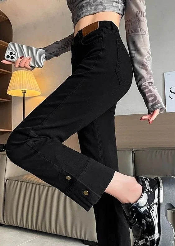 Woman Jeans High Waist Straight Leg Denim Pants for Women  Fitted Vintage Chic and Elegant Unique 90s Teenagers Vibrant Trousers