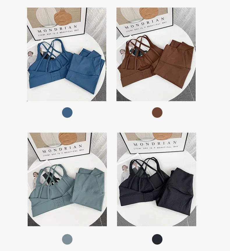 2 Piece Yoga Clothes Women's AthleticWear Gymwear Workout Clothes Gym Crop Top High Waist Legging Fitness Bra Set Sports Suits👚