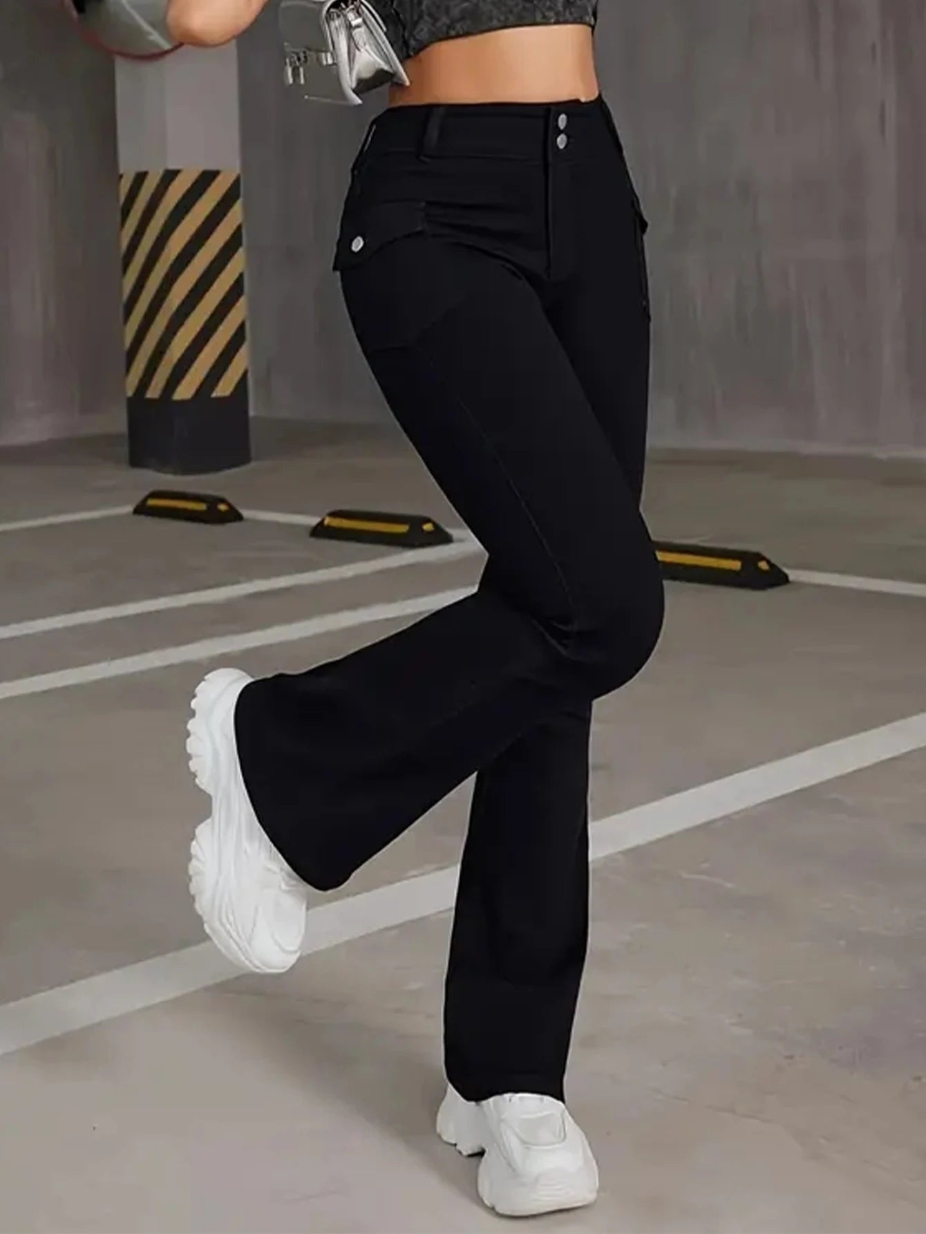 New Women's Streetwear Vintage Fashion Skinny Jeans Classic Black Goth Flare Pants High Waist Designer Bell Bottom Trousers