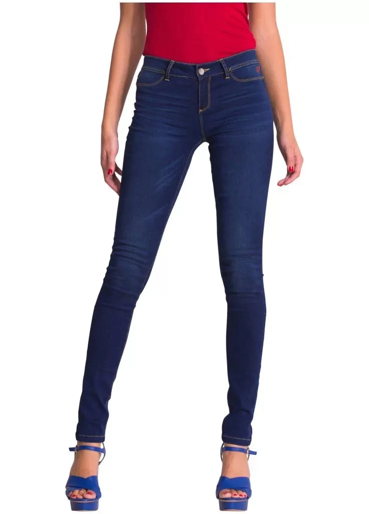 2025 new foreign trade Spain original single women's jeans Bohemian style printed straight leg elastic casual straight leg pants