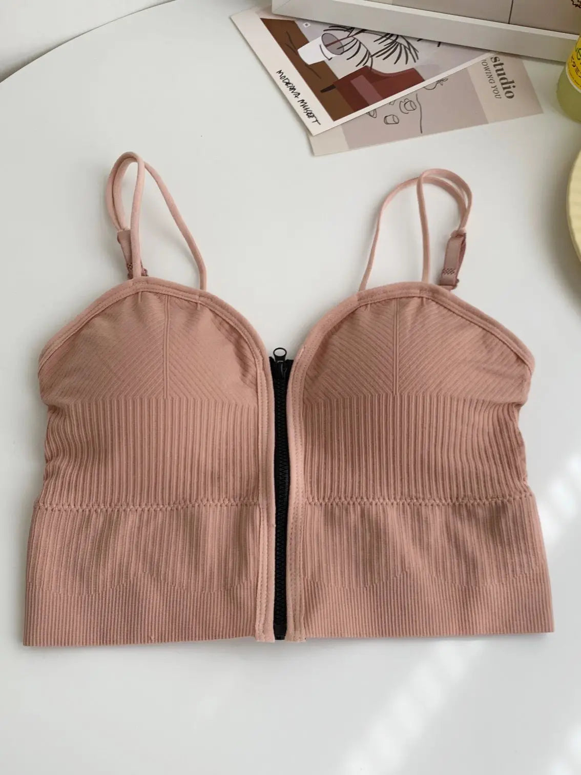 HELIAR Ziper Fly Crop Tops Wish Padded Underwear Tube Tops Women Cottons Crop Tops Basic Tops Women Basic Crop Tops 2025 Summer