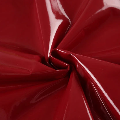 2025 Sexy Red Shiny Leather Mini Dresses Fashion Vintage Clubwear Sleeveless Clothing Bodycon HotSweet Women's Outfits