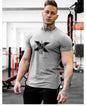 Men's Gym Fitness Clothing Man Cotton Sports Short Sleeve T-shirt Running Training Slim Printed Shirt Sweatshirt Casual Tops