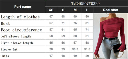 Autumn Winter Top Women 2025 Fall Fashion Off The Shoulder Long Sleeve Shirts Crop Tops Slim Fit Blouses Y2K Clothing Streetwear