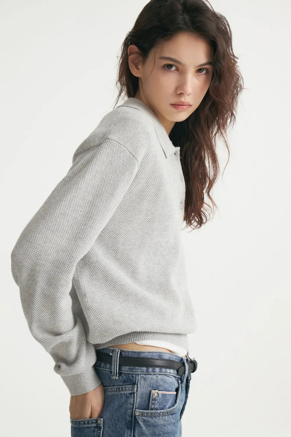 2025 Fall Polo's Shirts Long Sleeve Waffle Knit Tops For Women