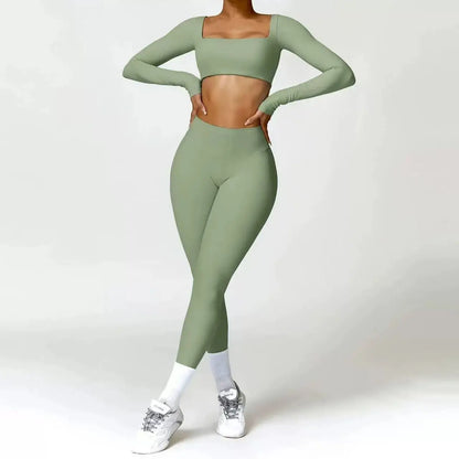 Yoga Clothes 2PCS Gym Set Sports Shorts Set Women Long Sleeved High Waist Shorts Fitness Suit Running Workout Tracksuit XP133