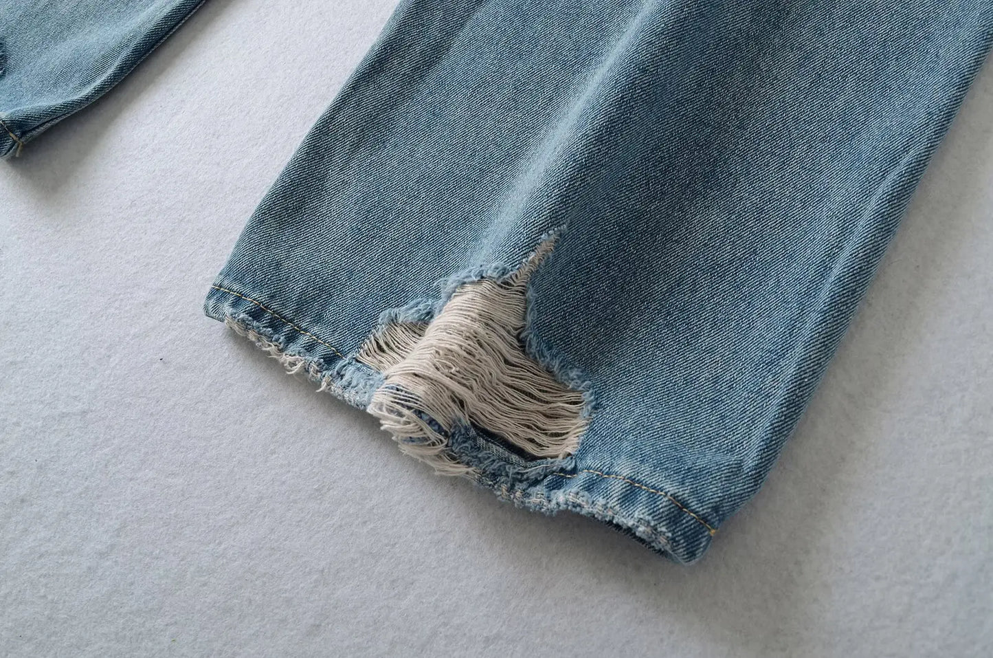 Women's Destroyed Jeans 2025 Spring Summer High Waist Loose Leg Floor-Length Distressed Denim Vintage Daily Staple