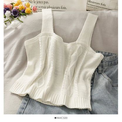 HELIAR Women Flower Embroidery Knitted Crop Tops Women Casual Tube Tops Casual Ribbed Cute Tops Crop Tops Women 2024 Summer