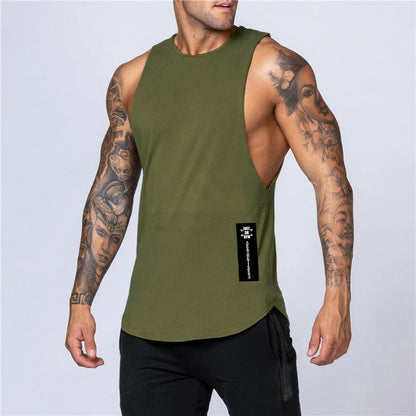 Gym Clothing Mens Bodybuilding Fitness Muscle Tank Tops Summer Cotton Breathable Sleeveless T-Shirts Sport Casual Loose Singlets